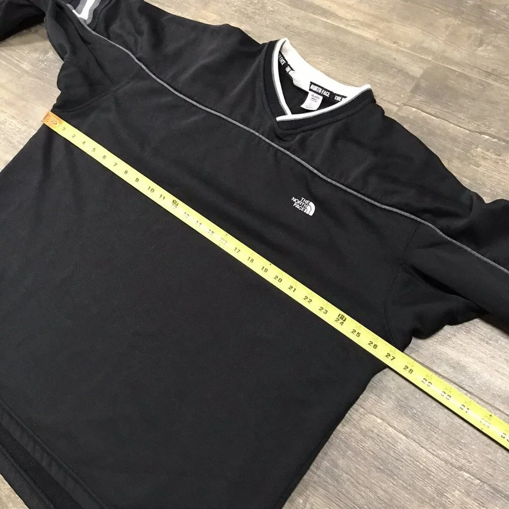 Vintage The North Face Pullover V-neck‎ Sweatshirt Black Ultra-Wick Men Size XL
